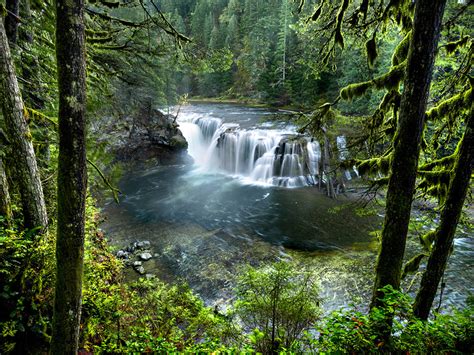 Cascading Waterfalls Lower On Lewis River National Forest Ford