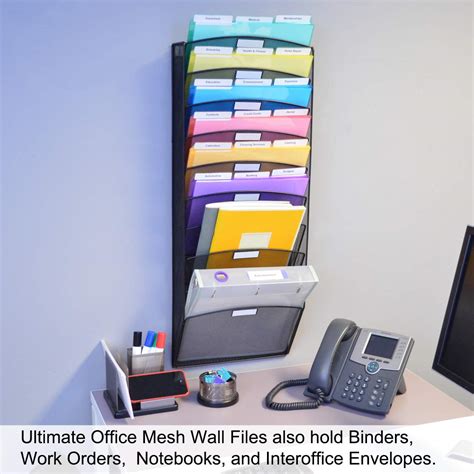 Ultimate Office Mesh Wall File Organizer Tier Vertical Mount Hanging File Sorter
