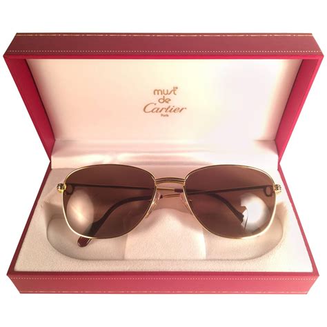 New Vintage Cartier Romance Vendome 54mm France 18k Gold Plated Sunglasses At 1stdibs Cartier