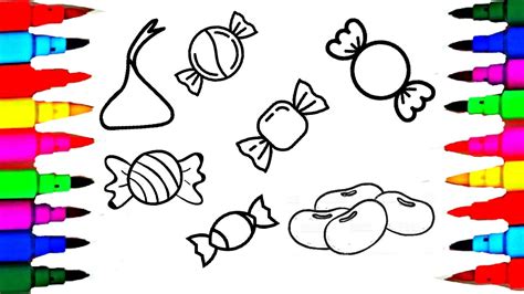 How To Draw Candies Set Of Sweets For Kids Coloring Pages L Lollies