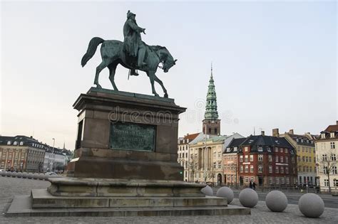 Equestrian Statue Of King Frederik V On Amalienborg Slotsplads Palace