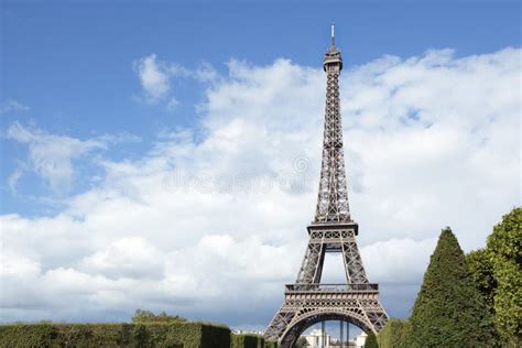 Eiffel Tower Distant Landscape View Copy Space In Sky Stock Photo