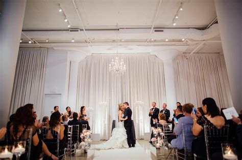 White Wedding Ceremony Draping And Orchids Chez Chicago Wedding Venue