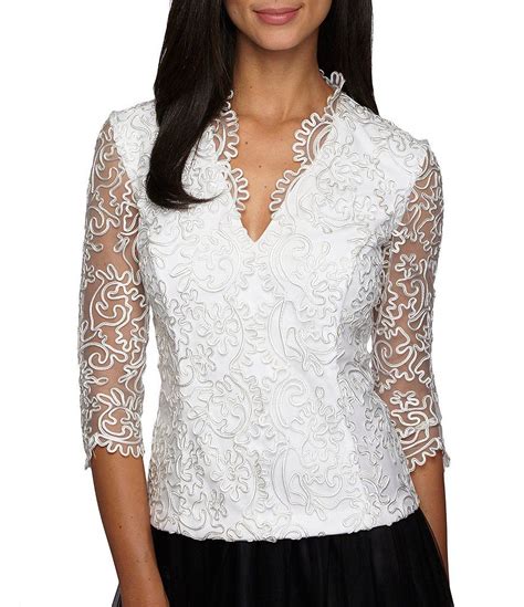 Alex Evenings Embroidered Scallop Blouse Dressy Tops For Wedding