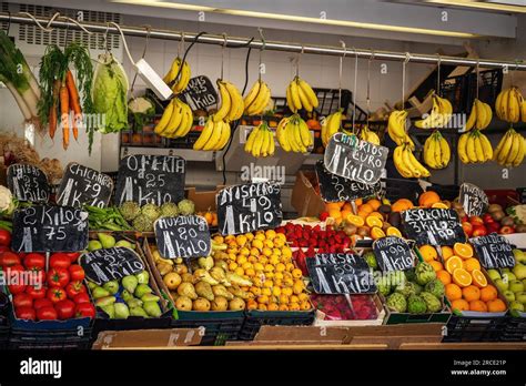 Fruit And Vegetables Market Stall In Spain Stock Photo Alamy