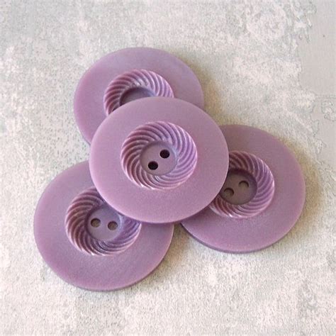 Big Lavender Vintage Buttons 34mm 5 Vtg Carved By Brizelsupplies Pastel