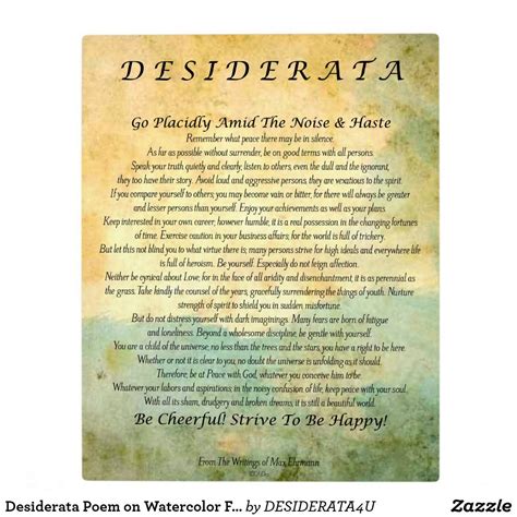 Desiderata Poem Comparing Yourself To Others Custom Posters Plaque