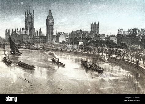 The Thames Embankment 19th Century River Thames In Central London
