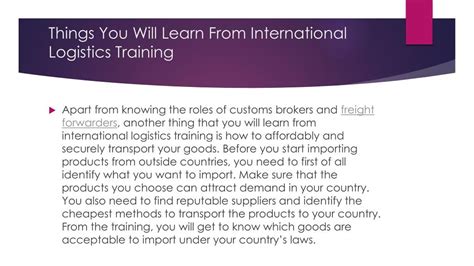 Ppt Things You Will Learn From International Logistics Training