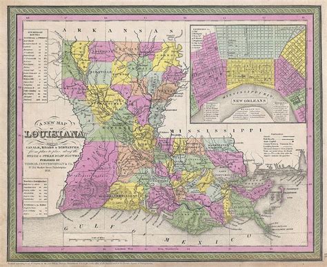 Vintage Map Of Louisiana Drawing By Cartographyassociates Fine Art