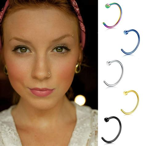 Kzkr Fake Nose Hoop Rings Stainless Steel Faux Clip On Lip Tragus