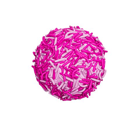 Pink Sprinkles Coated Vanilla Ball Delicious Candy 3d Illustration