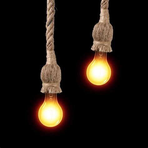 Vintage Rope Pendant Light Lamp Countryside Hemp Rope Lamps Loft