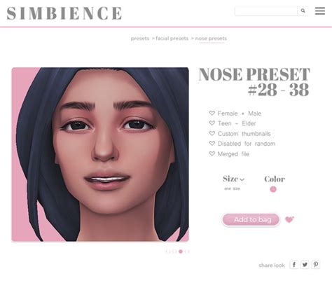 Nose Presets 28 38 Simbience On Patreon Sims 4 Body Mods Sims Mods