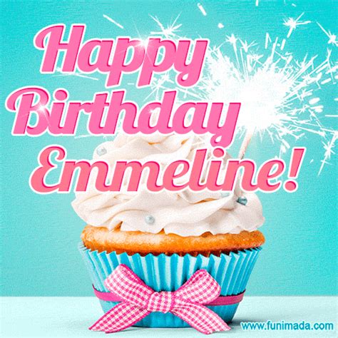Happy Birthday Emmeline Elegang Sparkling Cupcake  Image