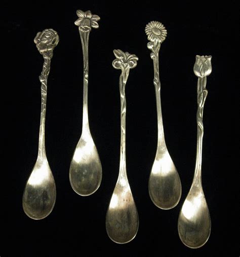 Holland Silver Spoons Set Of Five Souvenir Flower Handle Etsy