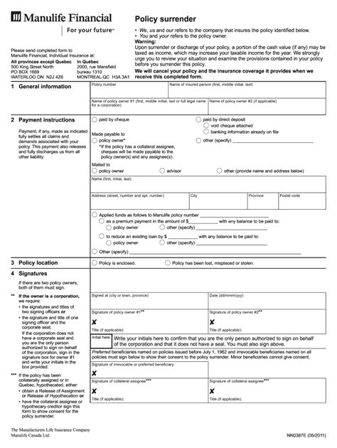 The canada employment insurance commission (ceic) plays a leadership role in overseeing. 2011 Form Canada Manulife NN0387E Fill Online, Printable, Fillable, Blank - PDFfiller