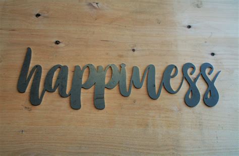 happiness script, happiness raw metal sign, metal word art, steel word ...