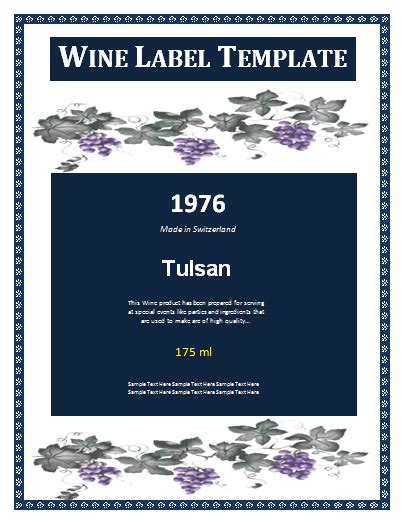 Wine Label Template Free Word Templates