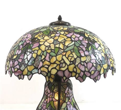 Lot Stained Glass Art Nouveau Style Floral Table Lamp