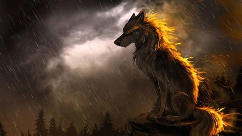X Wolf In Soothing Rain K Wallpaper X Resolution Hd K Wallpapers Images