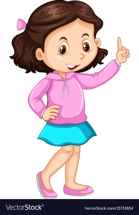 Little Girl Pointing Up The Finger Royalty Free Vector Image