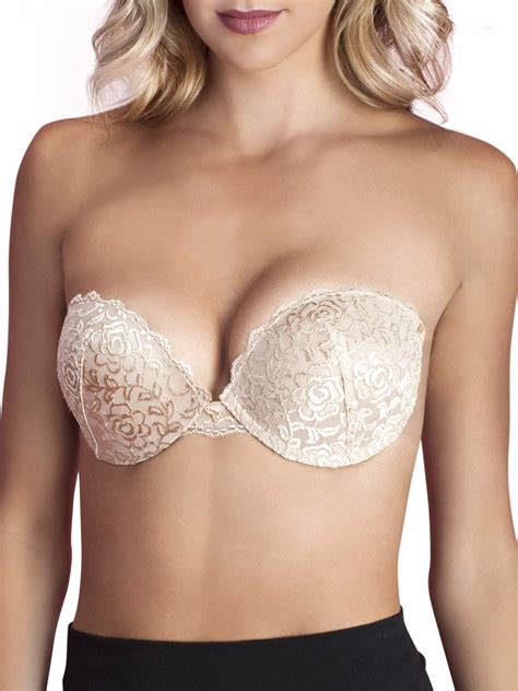 lingerie solutions women s lace ultimate boost backless strapless bra nude