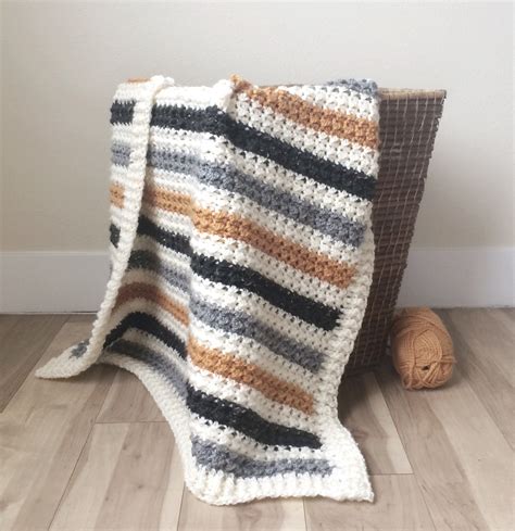 Crochet Striped Even Moss Stitch Blanket Daisy Farm Crafts