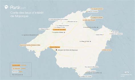 Carte des lieux d intérêt de Majorque Carte touristique Majorque Touriste