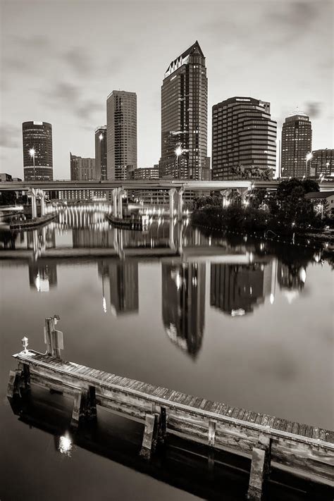 Tampa Skyline At Dawn Over The Riverwalk In Sepia Photograph By Gregory