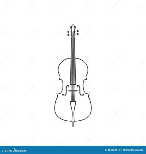 Classical Cello Black And White Icon Isolated Vector String Ill Stock