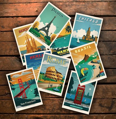 World Travel Series Postcard Set Vintage Postcards Travel Posters