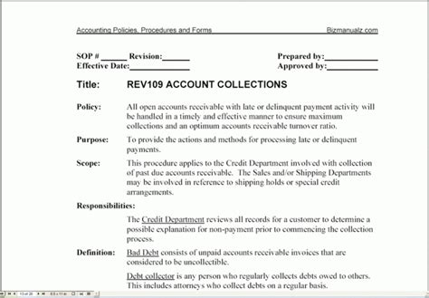 Free Accounting Policy And Procedures Manual Samples Property