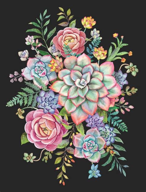 Watercolor Succulents Flower Art Art Flower Drawing