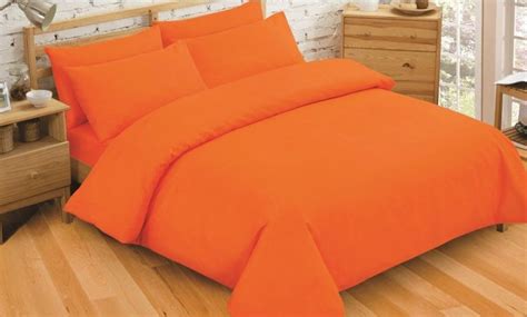 Plain Dyed Bright Orange Colour Bedding Duvet Quilt Cover Set Polyester