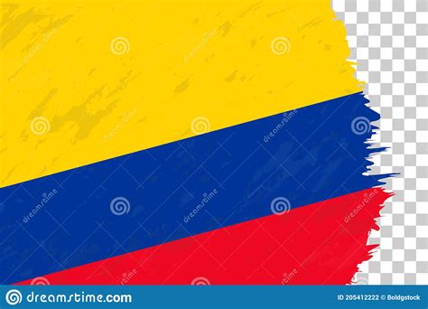 Horizontal Abstract Grunge Brushed Flag Of Colombia On Transparent Grid