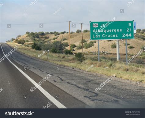 Directional Signs On Highway Distances Albuquerque Stock Photo