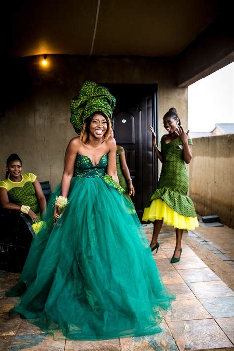 Sotho Wedding With The Bride In Green Seshweshwe South African