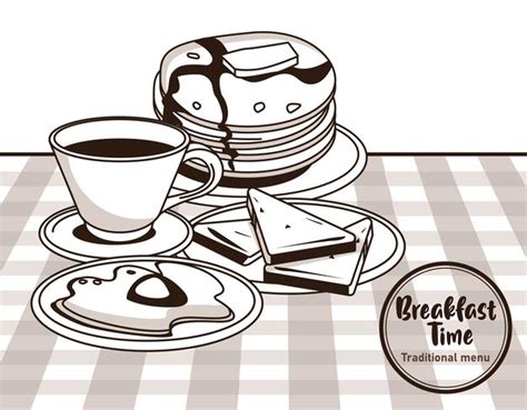Smoke and a pancake quote. Premium Vector | Breakfast time with coffee and pancakes