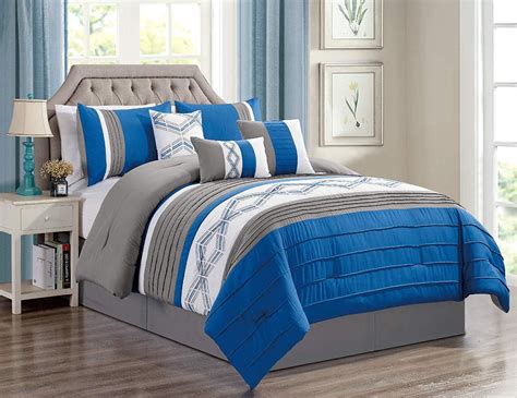 Blue Comforter Sets Walmart Chezmoi Collection Rosie 7 Piece Blue