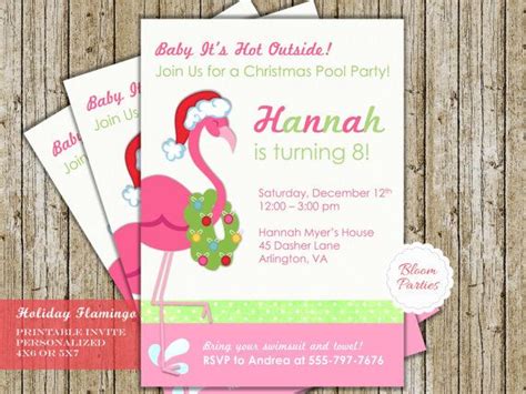 Although it is not a. Christmas Pool Party Invitation Winter Flamingo Pool Party Christmas in July Swim Birthda ...