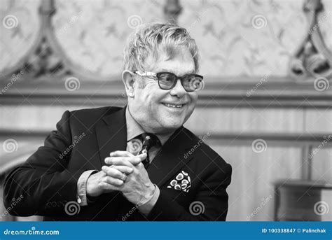 Black and White Portrait of Elton John Editorial Photography - Image of