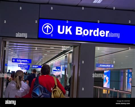 UK IMMIGRATION ARRIVALS Border Control for arriving passengers at Stock