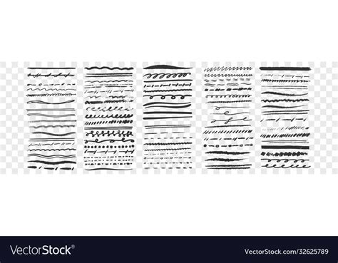 Hand Drawn Lines Set Collection Royalty Free Vector Image