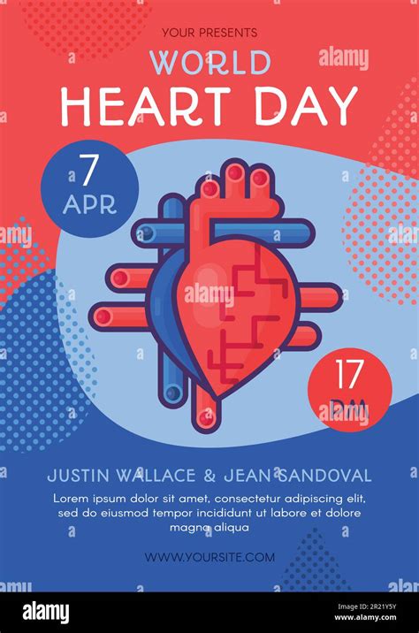 Heart With Blood Vessels On Poster For World Heart Care Day Vertical