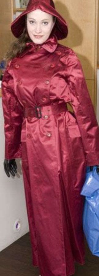Rubber Lined Burgundy Satin Mac And Souwester At A Mackintosh Society