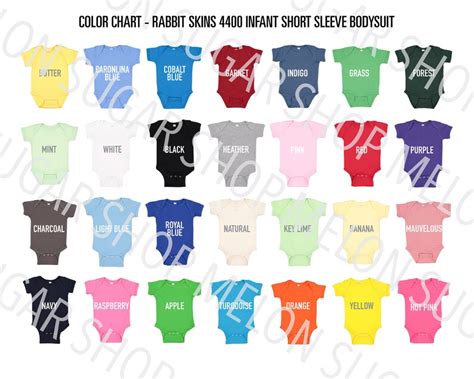 Rabbit Skins 4400 Color Chart Rs 4400 Size Chart Baby Etsy Italia