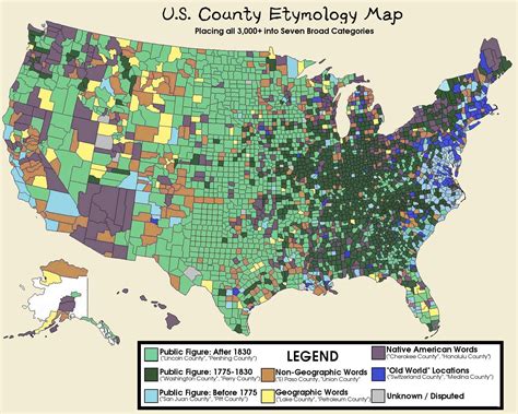 Etymology is a branch of lexicology studying the origin of words. U.S. county etymology map | Map, United states map ...
