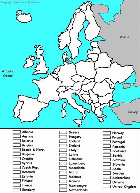 Europe Map Quiz Printable Printable Maps