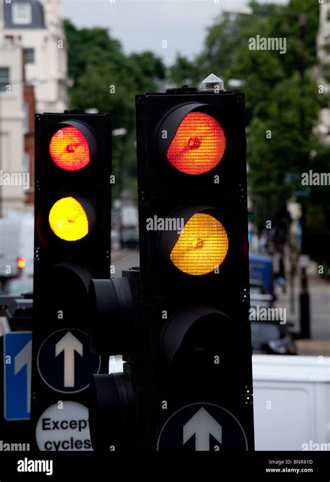 Traffic Light And Traffic Signals London England Stock Photo Alamy